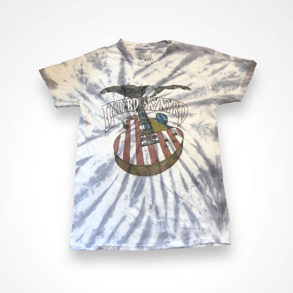 Lynyrd Skynyrd Tie Dye Flag Guitar Logo T Shirt Small